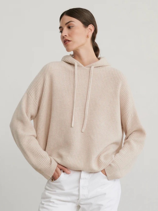 Jenni Kayne Sweaters - EUC Jenni Kayne Cashmere Fisherman Hoodie Oatmeal Medium